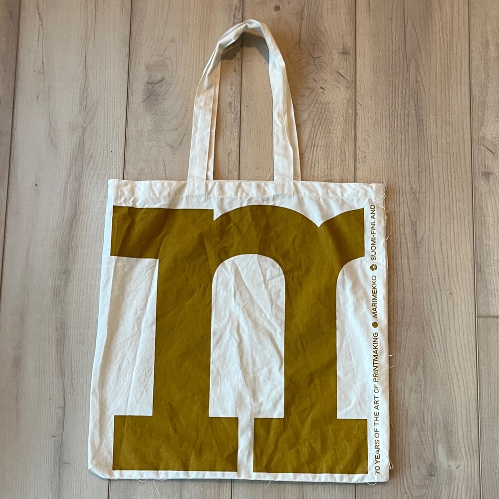 Marimekko White and Gold Letter Tote